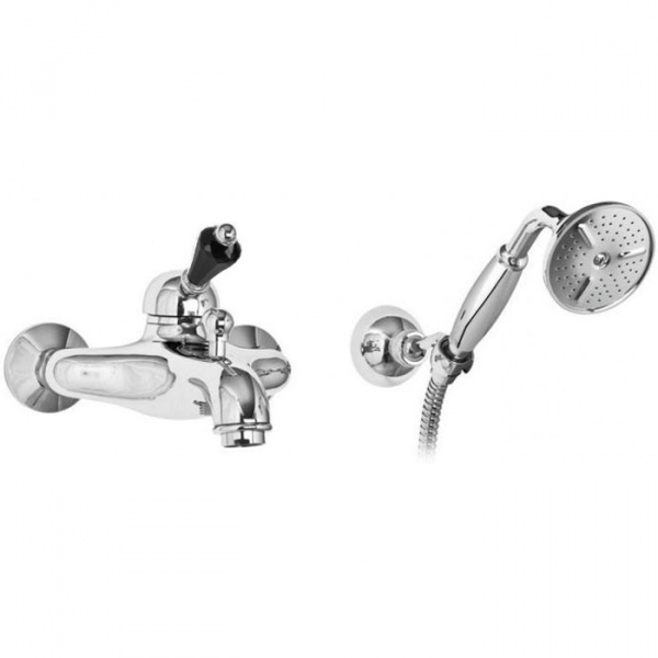 Смеситель для ванны с душем с ручным душем Cezares Vintage VINTAGE-VDM-01-Sw-N хром/swarovski Nero фото
