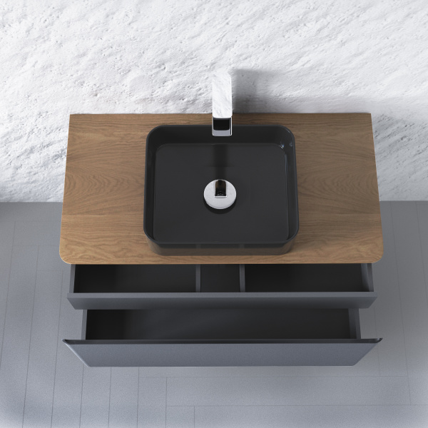 Тумба под раковину Raval Morelle 100 Mrl.01.100/P/A-T/RL антрацит/трюфель фото