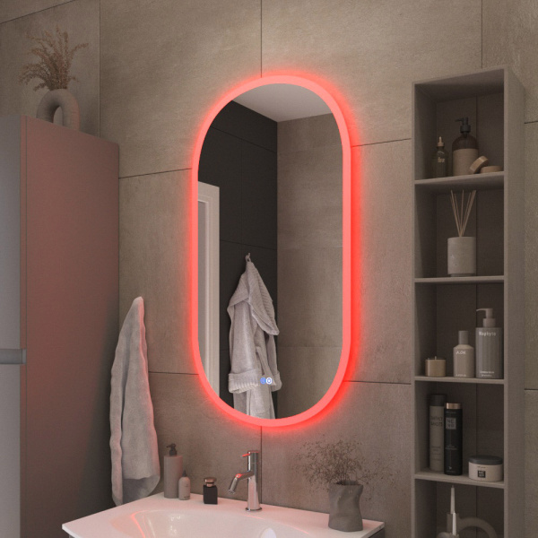 Зеркало с контурной разноцветной подсветкой RGB и сенсорным выключателем Cezares Ellise CZR-SPC-ELS-500-950-RGB-TCH 50x95 фото