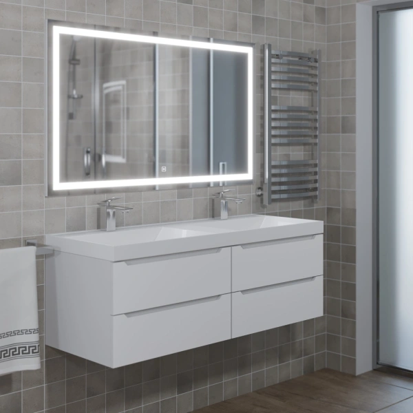 Тумба под двойную раковину Uperwood Tanos 120 2910203301 белая матовая фото