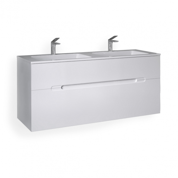 Тумба с двойной раковиной Jorno Modul Mоl.01.122/P/W 120 см фото