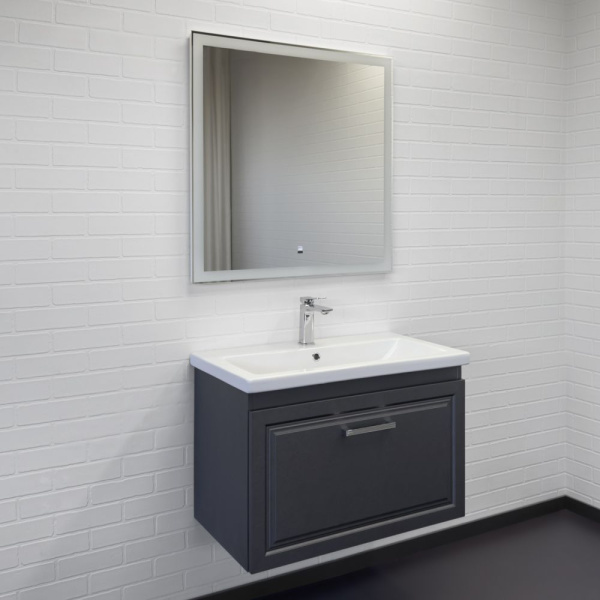 Тумба с раковиной Comforty Бросно-80П 00-00020687CF оружейная сталь фото