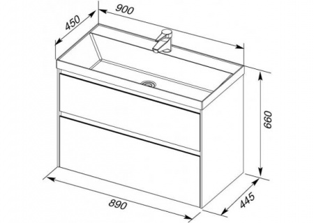 Тумба с раковиной Aquanet Гласс 90 00242525 фото