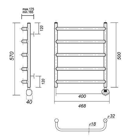 Полотенцесушитель электрический Domoterm Стефано Стефано П5 400x500 ER фото