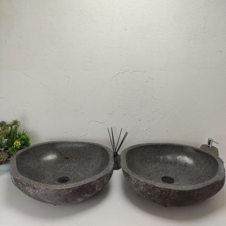 Накладная раковина из речного камня RS01464 БЛИЗНЕЦЫ (54*50*16) фото