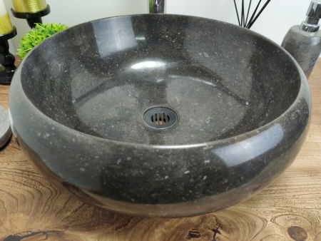 Раковина из мрамора Indo Donut Black Medium DM-00345 фото