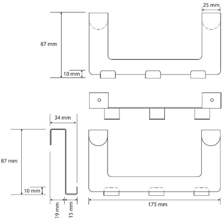 Вешалка на дверь с тремя крючками Bemeta  Neo 101106225 хром матовый фото