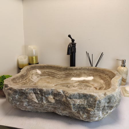 Накладная раковина из оникса Erozy Grey EO-00695 (65*49*15см) фото