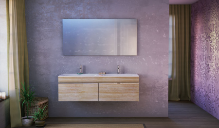 Тумба с двойной раковиной Raval Twins 140 Twi.01.140/P/DS фото