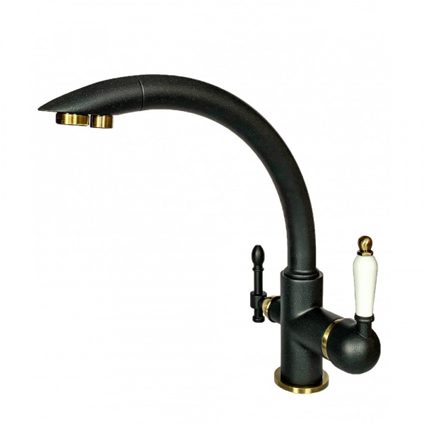 Смеситель для кухни с подключением фильтра Milacio Castellon Ceramic MC.513.ABR антрацит/бронза фото
