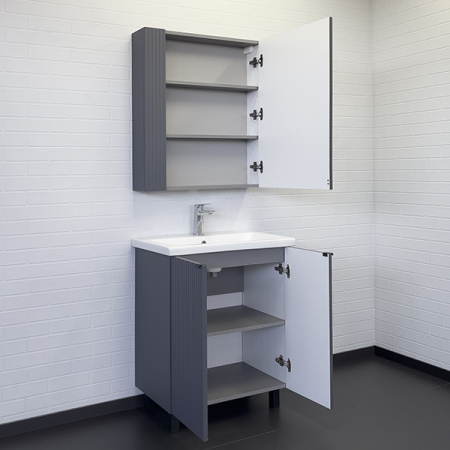 Зеркальный шкаф Comforty Лима 70 00-00004891 антрацит фото