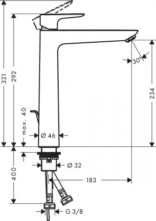 Высокий смеситель для раковины Hansgrohe Talis E 71716700 фото