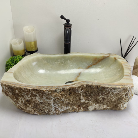 Накладная раковина из оникса Erozy Green EO-00517 (62*42*15cм) фото