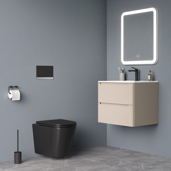 Унитаз подвесной безободковый Iddis Calipso CALR3BMi25 с сиденьем, черный матовый фото