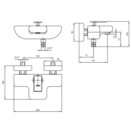 Смеситель для ванны E.C.A. Neva 102102443 фото