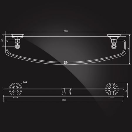Полка стеклянная Elghansa Praktic Chrome PRK-560 60 см фото