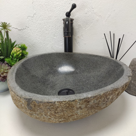 Накладная раковина из речного камня RS01531 (43*41*15) C15 фото