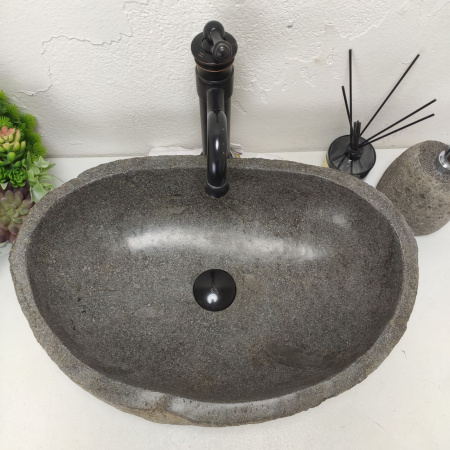 Накладная раковина из речного камня RS01484 (56*37*15) фото