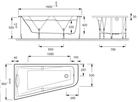 Акриловая ванна Jacob Delafon Odeon Up E6081RU-00 160х90 R фото