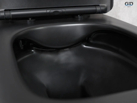 Подвесной унитаз безободковый GID Tr2140Bm 62255Y черный матовый, с сиденьем фото