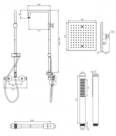 Душевая система (стойка) Omnires Mini MI1544-X/KCR фото