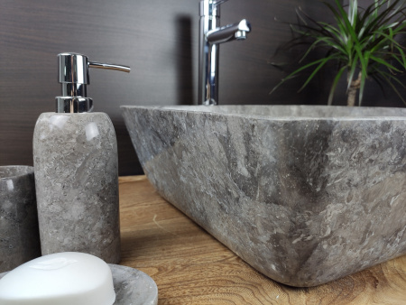 Раковина из мрамора Indo Square Grey Medium MS-00190 фото