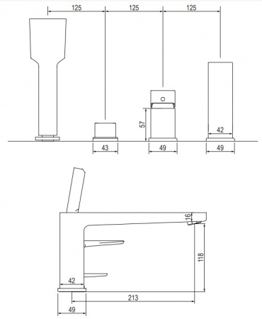Смеситель на борт ванны Omnires Siena SN7332CR хром фото