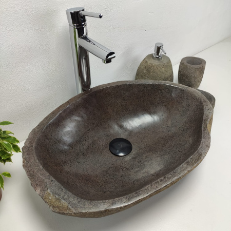 Накладная раковина из речного камня RS0900 (53*37*15) фото