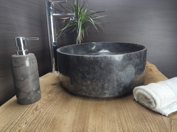Раковина из мрамора Indo Oval Blak Big OM-00096 фото