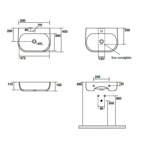 Подвесная раковина Kerasan Nolita 534001*1 фото