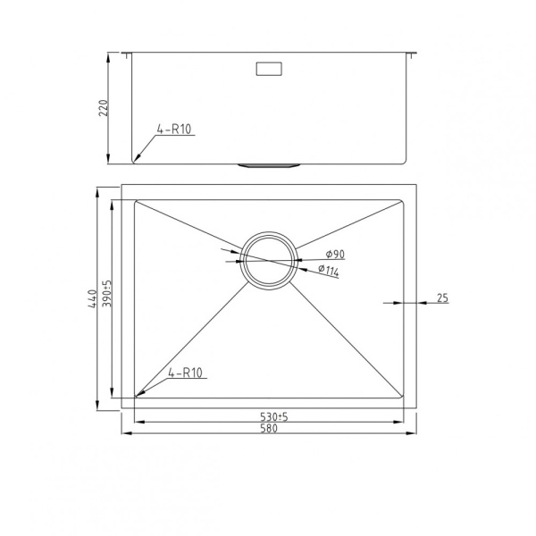Мойка для кухни из нержавеющей стали Milacio Denia 58 MC.77458 58x44 брашированное золото фото