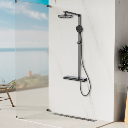 Душевая система Vincea Aspire VSFS-4AS1GM вороненая сталь фото