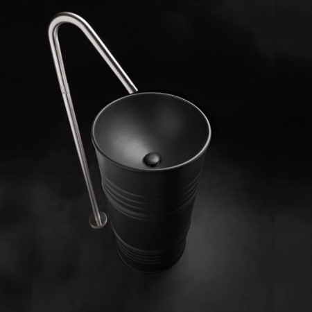 Раковина напольная Kerasan Artwork Barrel 474331 45x45 Nero matt фото