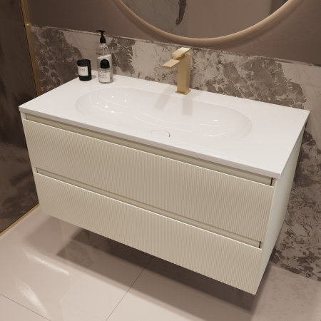 Тумба под раковину Vincea Welle 100 VMC-2WL100MBG M.Beige Soft-touch фото