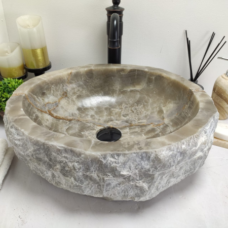 Накладная раковина из оникса Erozy Grey EO-00600 (49*42*15см) фото