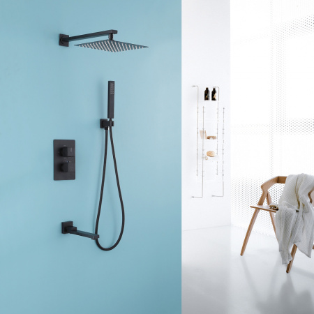 Душевая система скрытого монтажа с термостатом Abber Daheim AF8250B черная матовая фото