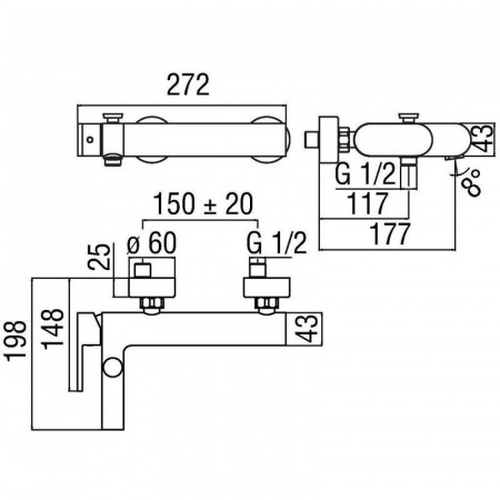 Смеситель для ванны Nobili Up (UP94110/1CR) фото