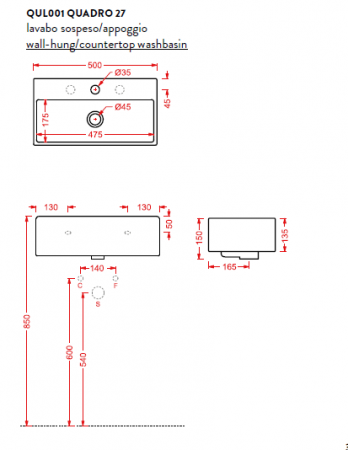 Накладная раковина Artceram Quadro QUL001 01 00 bi фото