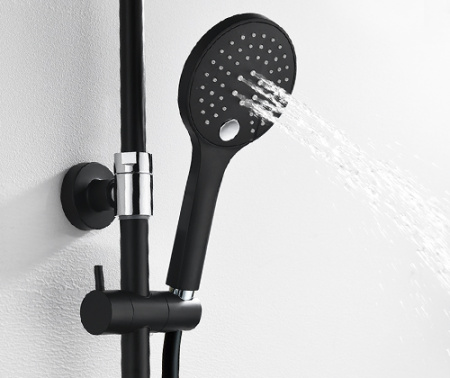 Душевая стойка с тропическим душем WasserKRAFT Elbe A17401 черная матовая фото