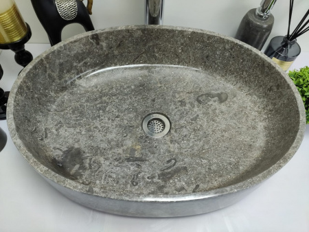 Раковина из мрамора Indo Oval Grey Tin Lip MO-00351 фото