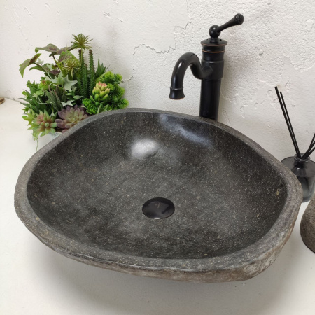 Накладная раковина из речного камня RS01520 (51*45*15) 50E фото