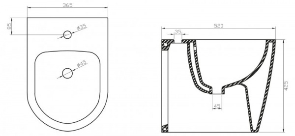 Биде напольное BelBagno Marino BB105B фото