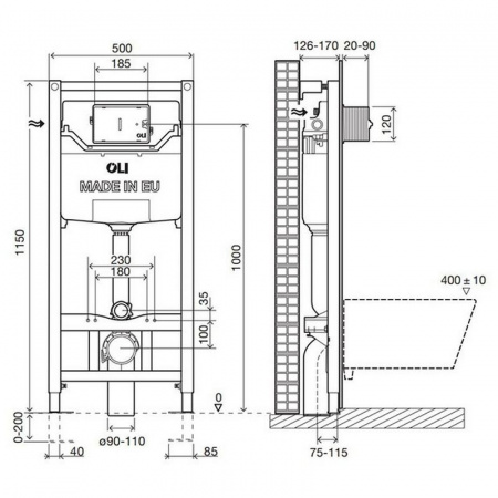 Инсталляция для подвесного унитаза Oli 120 Eco 879235 Sanitarblock pneumatic фото
