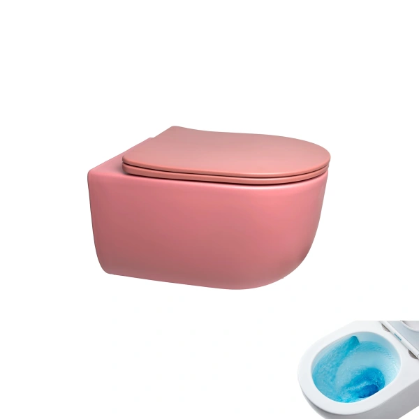 Подвесной унитаз со смывом торнадо GID NC Tr2133TF-PKM розовый матовый, с сиденьем фото