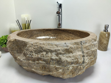 Накладная раковина из оникса Indo Erozy brown EO-00417 фото