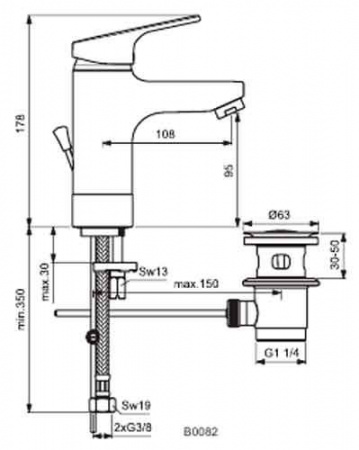 Смеситель для раковины Ideal Standard Slimline II B0082AA фото
