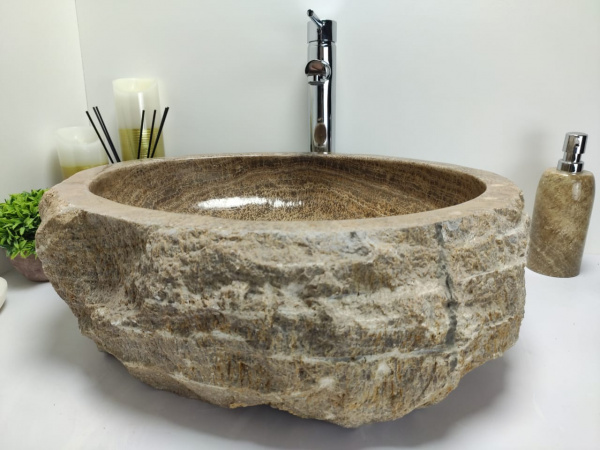 Накладная раковина из оникса Indo Erozy brown EO-00417 фото