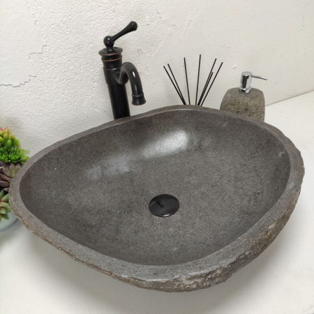 Накладная раковина из речного камня RS01470 (56*46*15) 50F фото