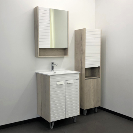 Шкаф-пенал Comforty Клеон-40 белый/дуб дымчатый фото