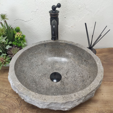 Накладная раковина из мрамора Erozy Grey EM-01376 (45*40*15) фото